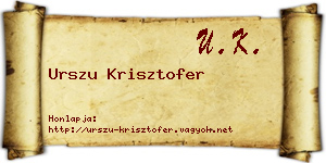 Urszu Krisztofer névjegykártya